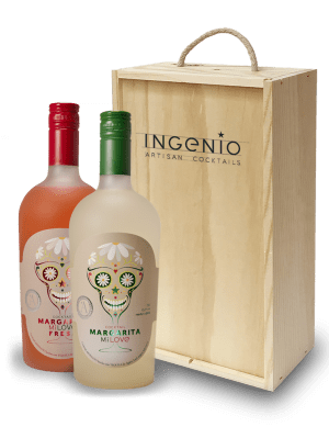 Pack 2 botellas Margarita Milove en caja de madera tradicional