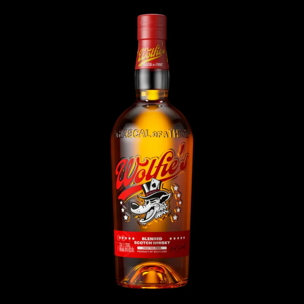 Whisky escocés blended creado por Rod Stewart. Suave, versátil y perfecto para mezclar o disfrutar solo. Descubre Wolfie’s.